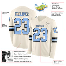 Charger l&#39;image dans la galerie, Custom Cream Light Blue-Black Long Sleeve Authentic Football Jersey
