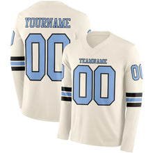 Charger l&#39;image dans la galerie, Custom Cream Light Blue-Black Long Sleeve Authentic Football Jersey

