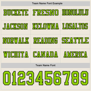 Custom Cream Neon Green-Black Long Sleeve Authentic Football Jersey