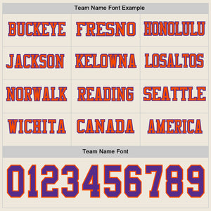 Custom Cream Purple-Orange Long Sleeve Authentic Football Jersey