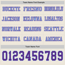 Charger l&#39;image dans la galerie, Custom Cream Purple-Light Blue Long Sleeve Authentic Football Jersey
