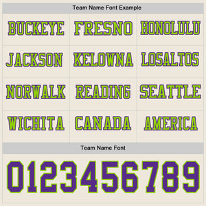 Custom Cream Purple-Neon Green Long Sleeve Authentic Football Jersey