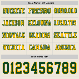 Custom Cream Green-Gold Long Sleeve Authentic Football Jersey