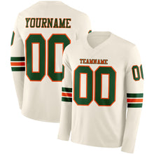 Charger l&#39;image dans la galerie, Custom Cream Green-Orange Long Sleeve Authentic Football Jersey
