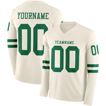 Charger l&#39;image dans la galerie, Custom Cream Kelly Green Long Sleeve Authentic Football Jersey

