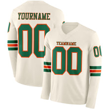 Charger l&#39;image dans la galerie, Custom Cream Kelly Green-Orange Long Sleeve Authentic Football Jersey
