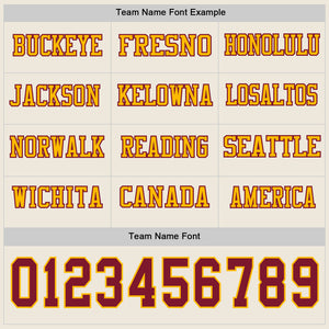 Custom Cream Crimson-Gold Long Sleeve Authentic Football Jersey