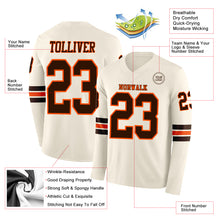 Charger l&#39;image dans la galerie, Custom Cream Brown-Orange Long Sleeve Authentic Football Jersey
