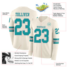 Charger l&#39;image dans la galerie, Custom Cream Teal-Gray Long Sleeve Authentic Football Jersey
