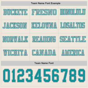 Custom Cream Teal-Gray Long Sleeve Authentic Football Jersey