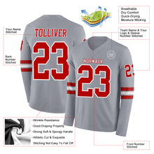 Charger l&#39;image dans la galerie, Custom Gray Red-White Long Sleeve Authentic Football Jersey
