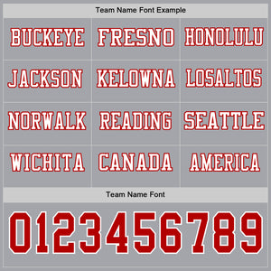 Custom Gray Red-White Long Sleeve Authentic Football Jersey