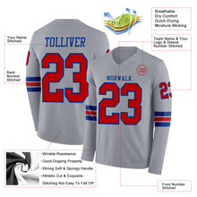 Charger l&#39;image dans la galerie, Custom Gray Red-Royal Long Sleeve Authentic Football Jersey
