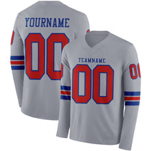 Charger l&#39;image dans la galerie, Custom Gray Red-Royal Long Sleeve Authentic Football Jersey
