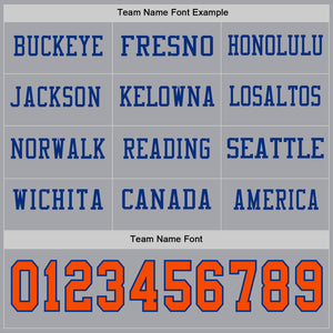 Custom Gray Orange-Royal Long Sleeve Authentic Football Jersey