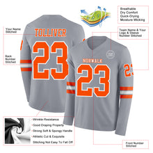 Charger l&#39;image dans la galerie, Custom Gray Orange-White Long Sleeve Authentic Football Jersey
