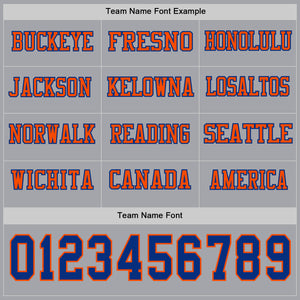Custom Gray Royal-Orange Long Sleeve Authentic Football Jersey