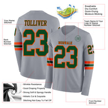 Charger l&#39;image dans la galerie, Custom Gray Green-Orange Long Sleeve Authentic Football Jersey
