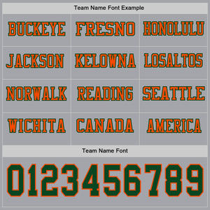 Custom Gray Green-Orange Long Sleeve Authentic Football Jersey