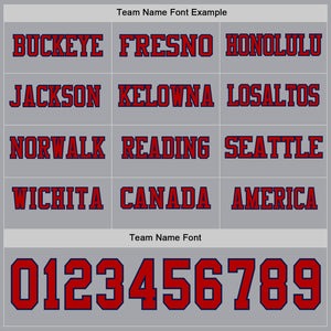Custom Gray Red-Navy Long Sleeve Authentic Football Jersey