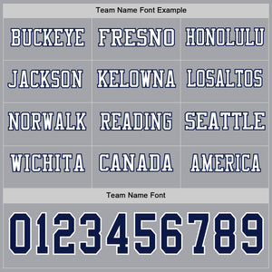 Custom Gray Navy-White Long Sleeve Authentic Football Jersey