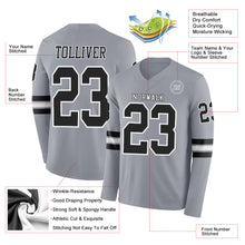 Charger l&#39;image dans la galerie, Custom Gray Black-White Long Sleeve Authentic Football Jersey
