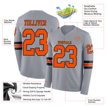 Charger l&#39;image dans la galerie, Custom Gray Orange-Black Long Sleeve Authentic Football Jersey
