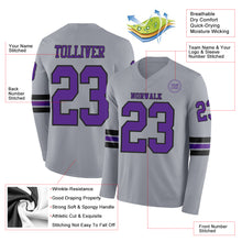 Charger l&#39;image dans la galerie, Custom Gray Purple-Black Long Sleeve Authentic Football Jersey
