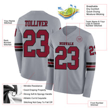 Charger l&#39;image dans la galerie, Custom Gray Crimson-Black Long Sleeve Authentic Football Jersey
