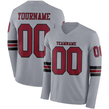 Charger l&#39;image dans la galerie, Custom Gray Crimson-Black Long Sleeve Authentic Football Jersey
