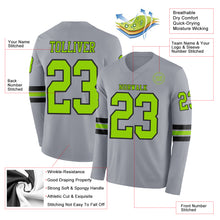 Charger l&#39;image dans la galerie, Custom Gray Neon Green-Black Long Sleeve Authentic Football Jersey
