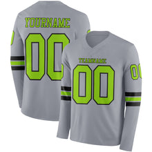 Charger l&#39;image dans la galerie, Custom Gray Neon Green-Black Long Sleeve Authentic Football Jersey
