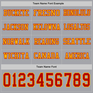 Custom Gray Red-Gold Long Sleeve Authentic Football Jersey