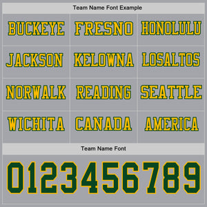 Custom Gray Green-Gold Long Sleeve Authentic Football Jersey