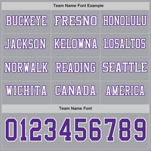 Custom Gray Purple-White Long Sleeve Authentic Football Jersey