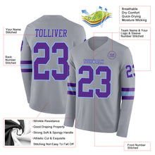 Charger l&#39;image dans la galerie, Custom Gray Purple-Light Blue Long Sleeve Authentic Football Jersey
