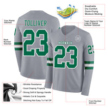Charger l&#39;image dans la galerie, Custom Gray Kelly Green-White Long Sleeve Authentic Football Jersey
