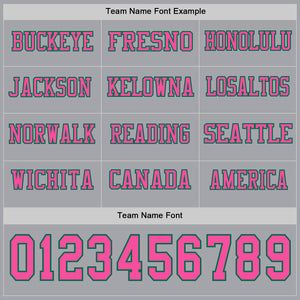Custom Gray Pink-Kelly Green Long Sleeve Authentic Football Jersey