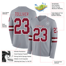 Charger l&#39;image dans la galerie, Custom Gray Crimson-White Long Sleeve Authentic Football Jersey
