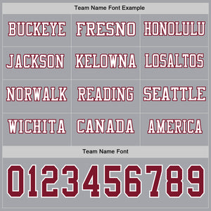Custom Gray Crimson-White Long Sleeve Authentic Football Jersey