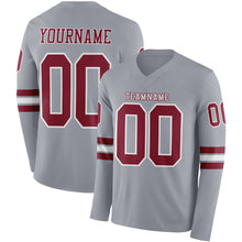 Charger l&#39;image dans la galerie, Custom Gray Crimson-White Long Sleeve Authentic Football Jersey
