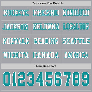 Custom Gray Teal-White Long Sleeve Authentic Football Jersey