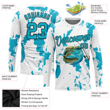 Load image into Gallery viewer, Custom White Lakes Blue-Black Fishing Bass Fish Long Sleeve Performance T-Shirt

