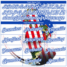 Загрузить изображение в средство просмотра галереи, Custom White Fire Red-Thunder Blue Fishing Bass Fish American Flag Long Sleeve Performance T-Shirt
