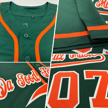 Load image into Gallery viewer, Custom Green Orange-White Authentic Baseball Jersey
