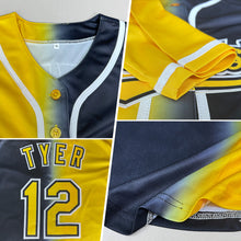 Load image into Gallery viewer, Custom Black Yellow-White Authentic Gradient Fashion Baseball Jersey

