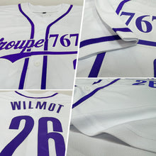 Charger l&#39;image dans la galerie, Custom White Purple Authentic Baseball Jersey

