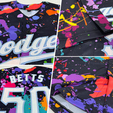 Load image into Gallery viewer, Custom Splashes Graffiti Pattern White-Light Blue 3D Authentic Baseball Jersey
