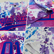 Laden Sie das Bild in den Galerie-Viewer, Custom White Royal-Pink 3D Pattern Design Watercolor Authentic Baseball Jersey
