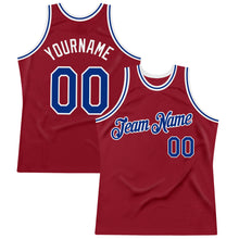 Load image into Gallery viewer, Custom Maroon Royal-White Authentic Throwback Basketball Jersey
